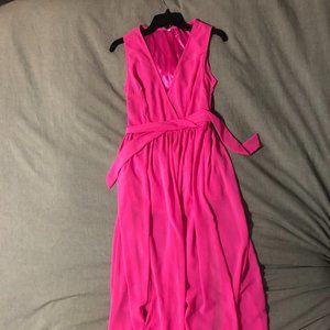 Neon/hot pink long sheer dress or cover up